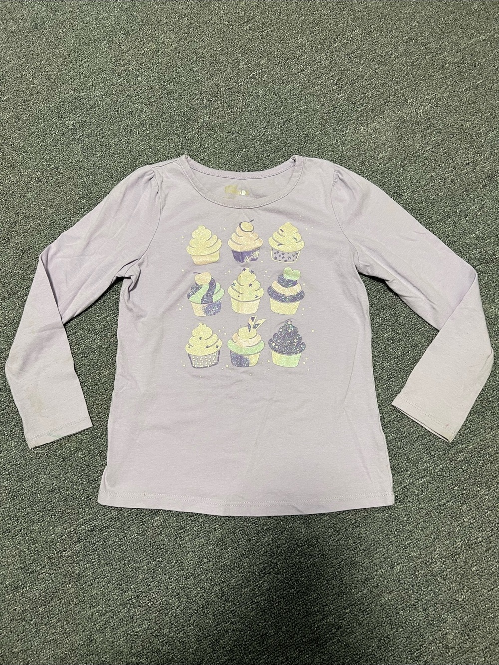 Epic Threads Girl Lavender Long-Sleeve Top with Cupcake Graphic